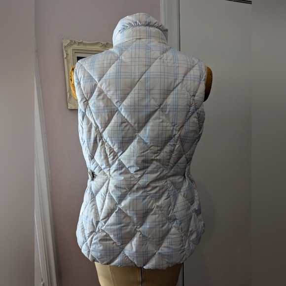 Women's Eddie Bauer Premium Goose Down Vest size Small Plaid Quilted Full Zip - Picture 2 of 10